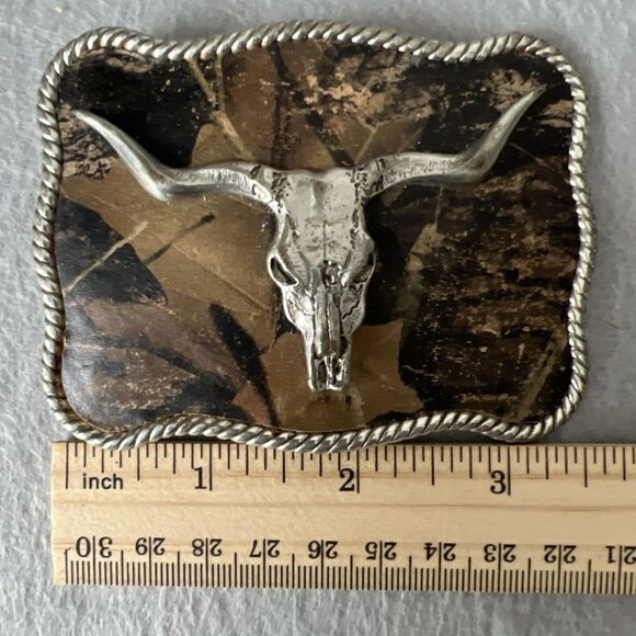 Nocona Silver and Brown Western Belt Buckle - Picture 4 of 5